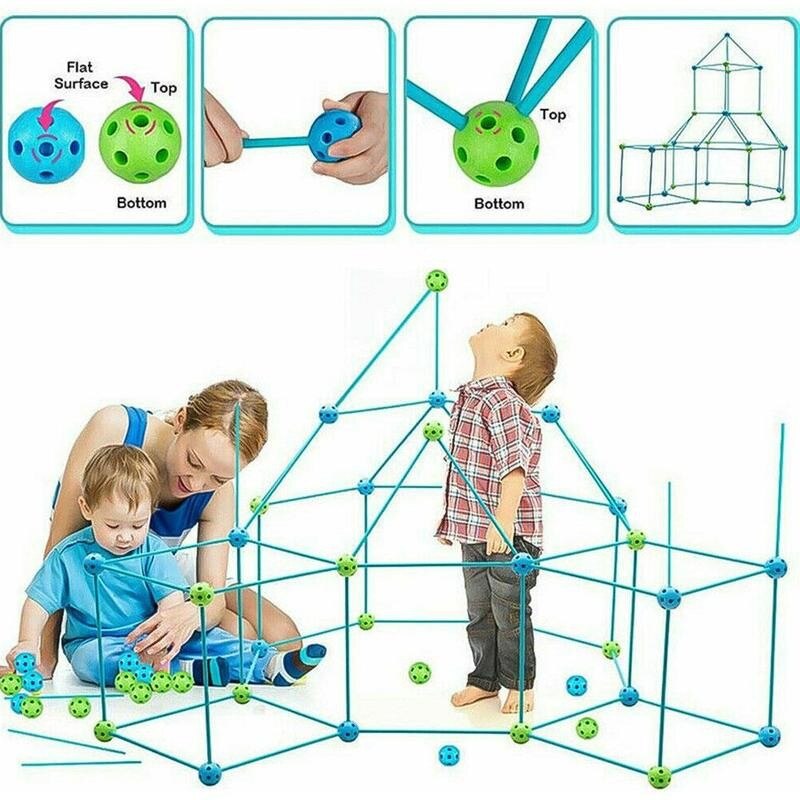 Kids Construction Fort Building Castles Tunnels Tents Kit DIY 3D Imagination Cultivation Play House Assemble Toys Children Gifts