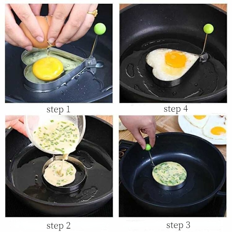 Stainless Steel 5 Style Fried Egg Pancake Shaper Omelette Mold Mould Frying Egg Cooking Tools Kitchen Accessories Gadget Rings